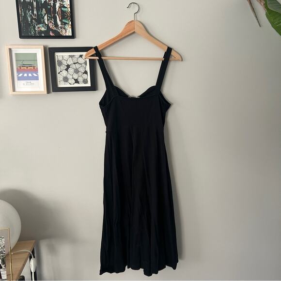 ASOS Black Midi Dress Sleeveless Sweetheart Neckline Cotton A-Line Size 4 - Picture 4 of 6